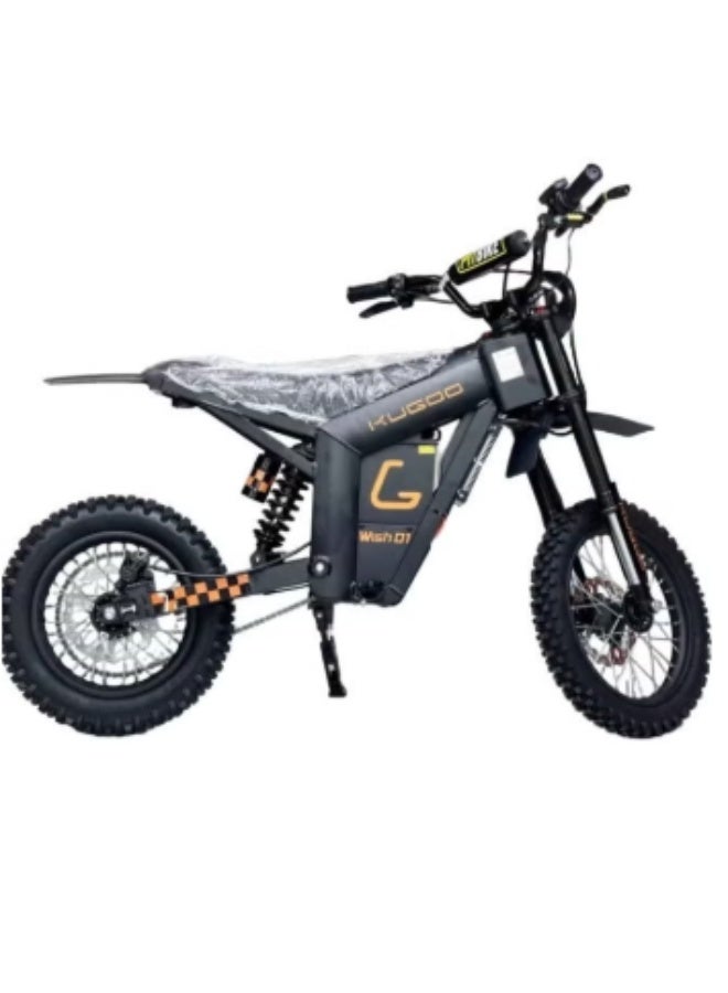 كي يو جي أو أو دراجة كوجو ويش 01 الكهربائية الترابية - محرك بدون فرش بقوة 1500 واط - بطارية 48 فولت 21 أمبير - سرعة قصوى 50 كم/ساعة - مدى 45-50 كم - لون أسود - Image 1